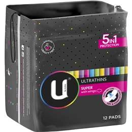 U By Kotex Ultrathin Pads Super With Wings 12 Pack