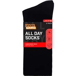 All Day Socks Mens Black Size 7-10 2 Pack