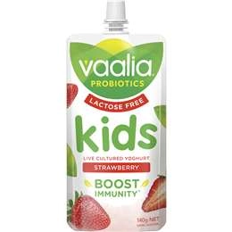 Vaalia Kids Probiotic Yoghurt Pouch Lactose Free Strawberry 140g