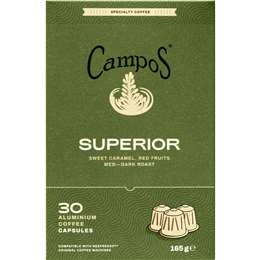 Campos Superior Medium Dark Roast Coffee Capsules 30 Pack