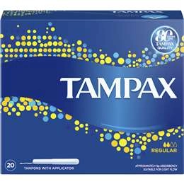 Tampax Regular Tampons Light Flow With Applicator 20 Pack