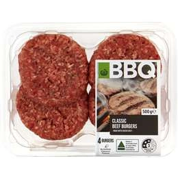 Woolworths Bbq Classic Beef Burger 4 Pack