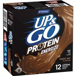 Sanitarium Up&go Protein Energize Choc 250ml X12 Pack