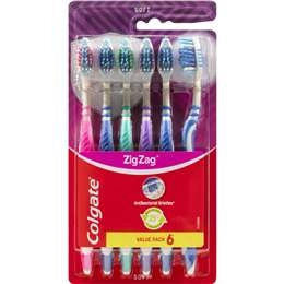 Colgate Manual Toothbrush Zig Zag Interdental Clean Soft Value 6 Pack