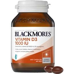 Blackmores Vitamin D3 1000iu Bone Health Immunity Capsules 200 Pack