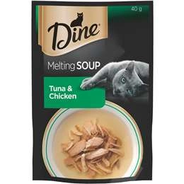 Dine Melting Soup Adult Wet Cat Food Tuna & Chicken Pouch 40g