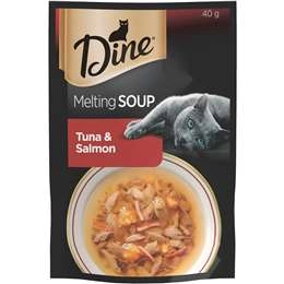 Dine Melting Soup Adult Wet Cat Food Tuna & Salmon Pouch 40g