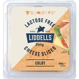 Liddells Lactose Free Colby Cheese Slices 250g