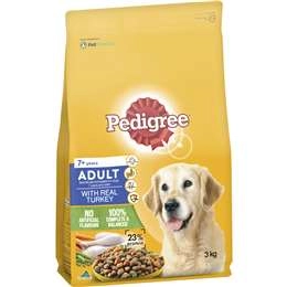 Pedigree Adult 7+ Years With Real Turkey Dry Dog Food 3kg