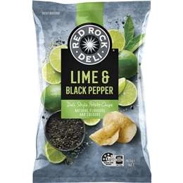 Red Rock Deli Potato Chips Lime & Black Pepper 165g