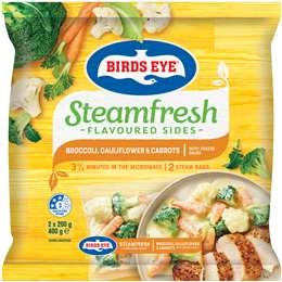 Birds Eye Steam Fresh In Cheese Sauce Broccoli, Cauliflower & Carrot 400g