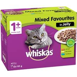 Whiskas Adult 1 + Years Wet Cat Food Mixed Favourites In Jelly 85g X 12 Pack