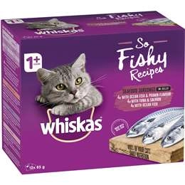 Whiskas So Fishy 1+ Years Wet Cat Food Seafood In Jelly 85g X 12 Pack