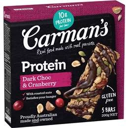 Carman's Protein Bars Dark Choc & Cranberry 5 Pack