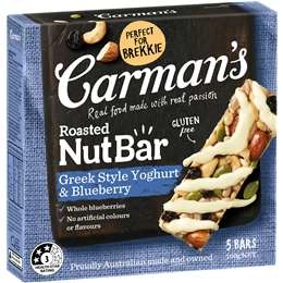 Carman's Nut Bars Greek Style Yoghurt Blueberry & Cashew 5 Pack