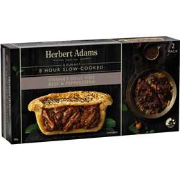 Herbert Adams Pies Slow Cooked Beef & Peppercorn 2 Pack