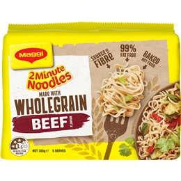 Maggi 2 Minute Wholegrain Beef Flavour Instant Noodles 5 Pack