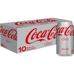 Coca - Cola Diet Soft Drink Multipack Cans  375ml X 10 Pack