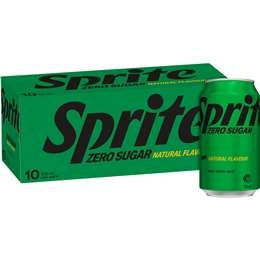 Sprite Zero Sugar Lemonade Soft Drink Multipack Cans 375ml X10 Pack