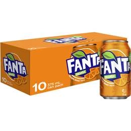 Fanta Orange Soft Drink Multipack Cans 375ml X10 Pack