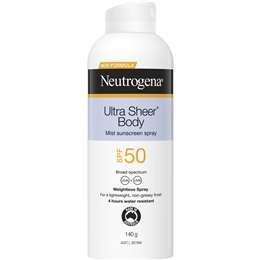 Neutrogena Ultra Sheer Body Mist Spf 50 Sunscreen 140g