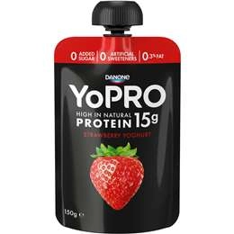 Yopro High Protein Yoghurt Pouch No Added Sugar Strawberry 150g