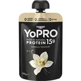 Yopro High Protein Yoghurt Pouch No Added Sugar Vanilla 150g