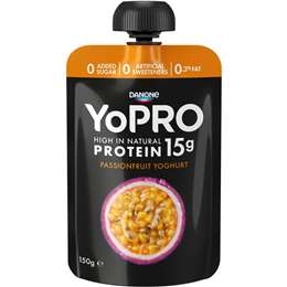 Yopro High Protein Yoghurt Pouch No Added Sugar Passionfruit 150g