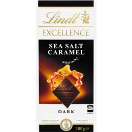 Lindt Excellence Sea Salt Caramel Dark Chocolate Block 100g