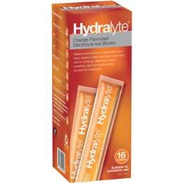 Hydralyte Electrolyte Ice Block Orange  16 Sachets