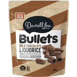 Darrell Lea Milk Chocolate Liquorice Bullets 250g