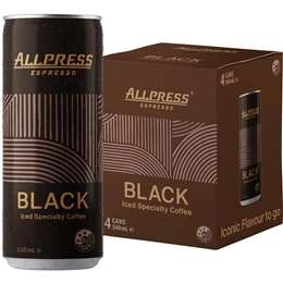 Allpress Espresso Iced Coffee Black  240ml X 4 Pack