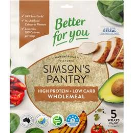 Simson's Pantry Wholemeal Wraps Carb Wraps 5 Pack