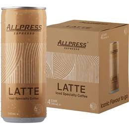 Allpress Espresso Iced Coffee Latte  240ml X 4 Pack