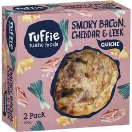 Ruffie Rustic Foods Smoky Bacon Leek & Cheddar Quiche 2 Pack