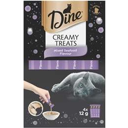 Dine Creamy Treats Cat Treats Mixed Seafood Sachets 12g X 4 Pack