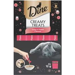 Dine Creamy Treats Cat Treats Treats Prawn & Tuna Sachets 12g X 4 Pack