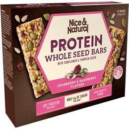 Nice & Natural Protein Wholeseed Bars Cranberry & Raspberry 5 Pack