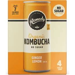 Remedy Lemon Ginger Kombucha  4 Pack