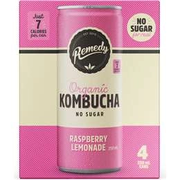 Remedy Raspberry Lemonade Kombucha  4 Pack