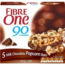 Fibre One 90 Calorie Milk Chocolate Popcorn & Pretzel Snack Bar 5 Pack