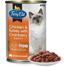 Fussy Cat Grain Free Adult Wet Cat Food Chicken & Turkey & Cranberry 400g