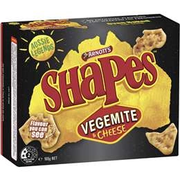 Arnott's Shapes Vegemite & Cheese Cracker Biscuits 165g