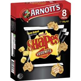 Arnott's Shapes Multipack Cracker Biscuits Vegemite & Cheese 8 Pack