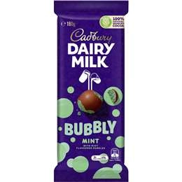 Cadbury Bubbly Mint Chocolate Block Mint 160g