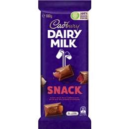 Cadbury Dairy Milk Snack Chocolate Block 180g