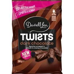 Darrell Lea Twists Dark Chocolate Liquorice 200g