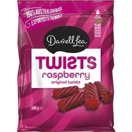 Darrell Lea Twists Raspberry Liquorice 280g