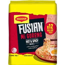 Maggi Fusian Mi Goreng Hot & Spicy Flavour Instant Noodles 12 Pack