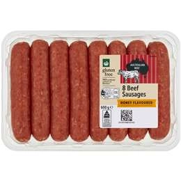 Woolworths 8 Beef Sausages Honey Flavoured 600g